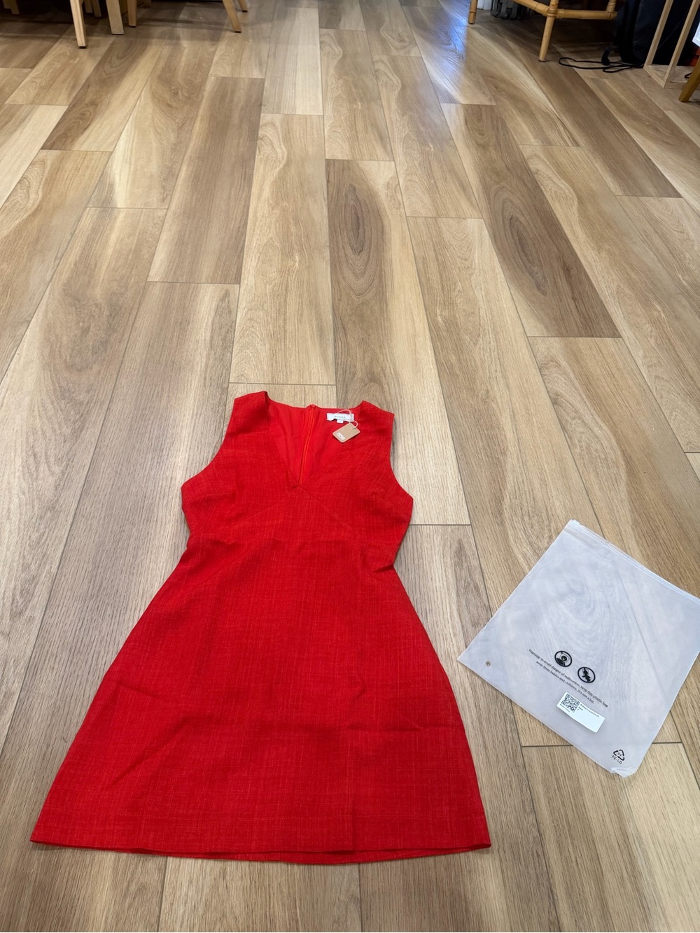 Rihoas Red Sleeveless V-Neck A-Line Dress